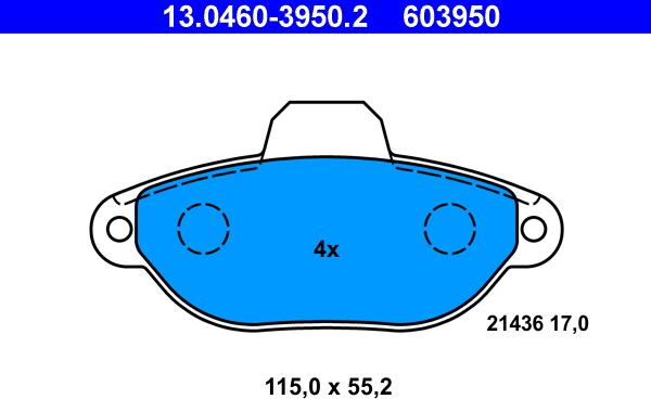 ATE 13.0460-3950.2 - Set placute frana,frana disc aaoparts.ro