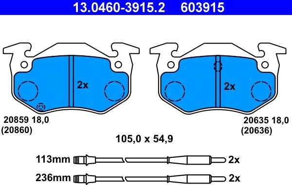 ATE 13.0460-3915.2 - Set placute frana,frana disc aaoparts.ro