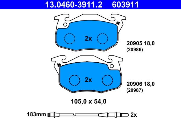 ATE 13.0460-3911.2 - Set placute frana,frana disc aaoparts.ro