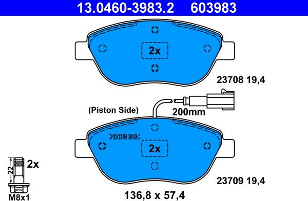 ATE 13.0460-3983.2 - Set placute frana,frana disc aaoparts.ro