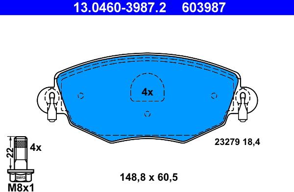 ATE 13.0460-3987.2 - Set placute frana,frana disc aaoparts.ro