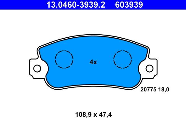 ATE 13.0460-3939.2 - Set placute frana,frana disc aaoparts.ro