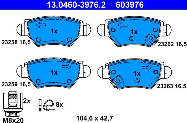 ATE 13.0460-3976.2 - Set placute frana,frana disc aaoparts.ro