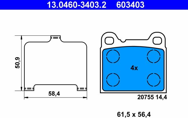 ATE 13.0460-3403.2 - Set placute frana,frana disc aaoparts.ro