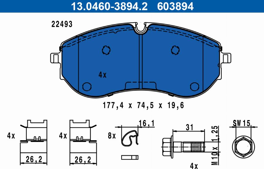 ATE 13.0460-3894.2 - Set placute frana,frana disc aaoparts.ro