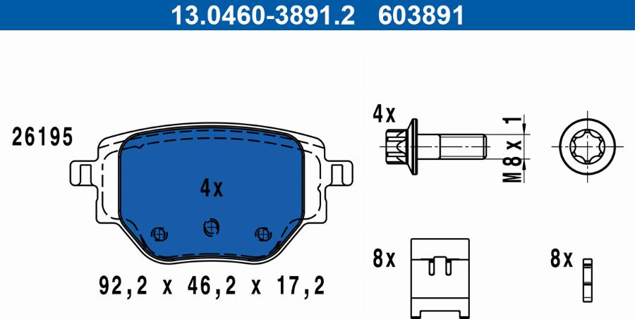 ATE 13.0460-3891.2 - Set placute frana,frana disc aaoparts.ro