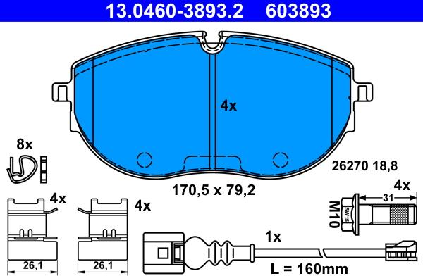 ATE 13.0460-3893.2 - Set placute frana,frana disc aaoparts.ro