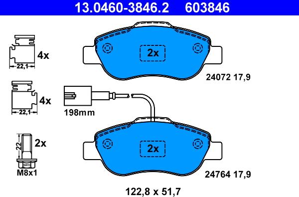 ATE 13.0460-3846.2 - Set placute frana,frana disc aaoparts.ro