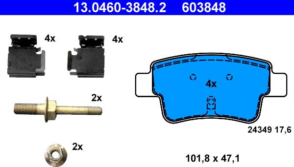 ATE 13.0460-3848.2 - Set placute frana,frana disc aaoparts.ro