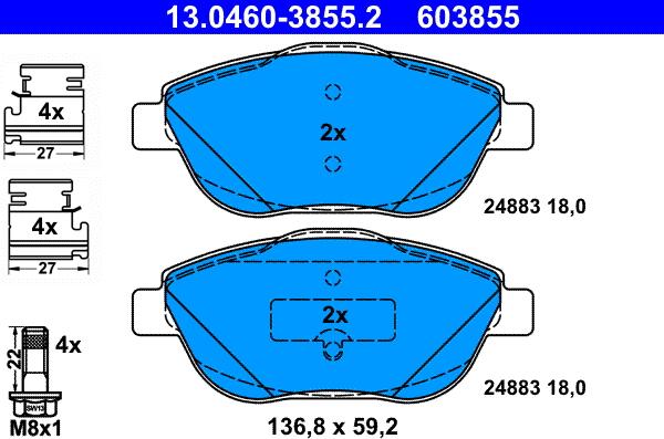 ATE 13.0460-3855.2 - Set placute frana,frana disc aaoparts.ro