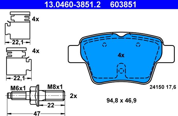 ATE 13.0460-3851.2 - Set placute frana,frana disc aaoparts.ro