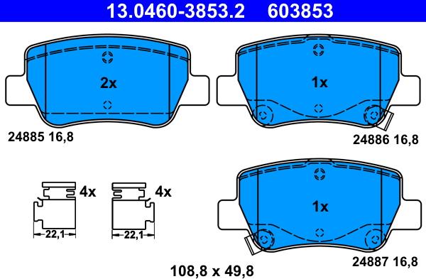 ATE 13.0460-3853.2 - Set placute frana,frana disc aaoparts.ro