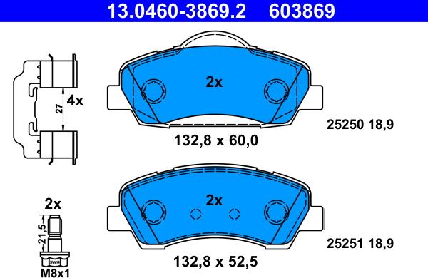 ATE 13.0460-3869.2 - Set placute frana,frana disc aaoparts.ro