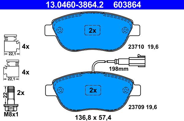 ATE 13.0460-3864.2 - Set placute frana,frana disc aaoparts.ro