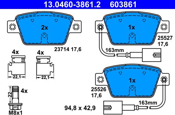 ATE 13.0460-3861.2 - Set placute frana,frana disc aaoparts.ro