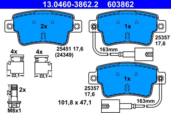 ATE 13.0460-3862.2 - Set placute frana,frana disc aaoparts.ro