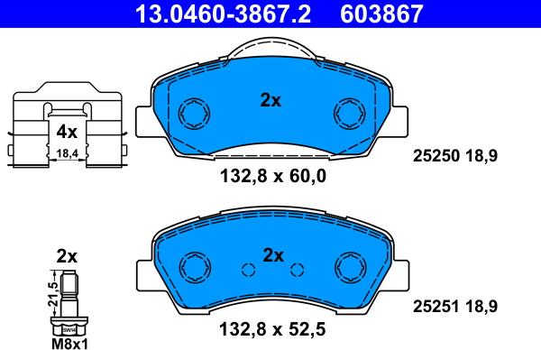 ATE 13.0460-3867.2 - Set placute frana,frana disc aaoparts.ro