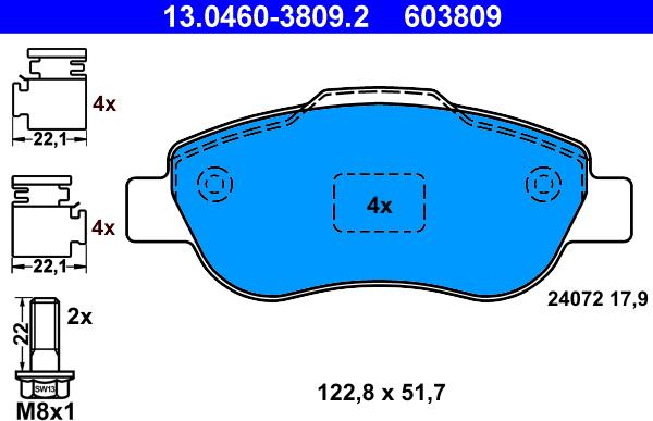 ATE 13.0460-3809.2 - Set placute frana,frana disc aaoparts.ro