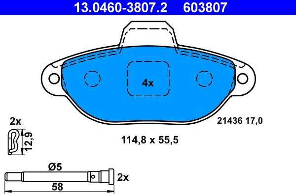 ATE 13.0460-3807.2 - Set placute frana,frana disc aaoparts.ro