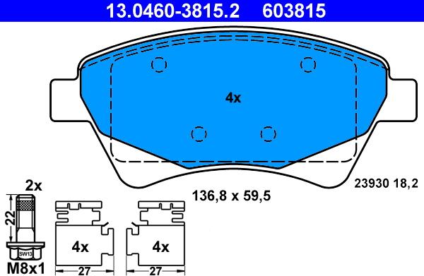 ATE 13.0460-3815.2 - Set placute frana,frana disc aaoparts.ro