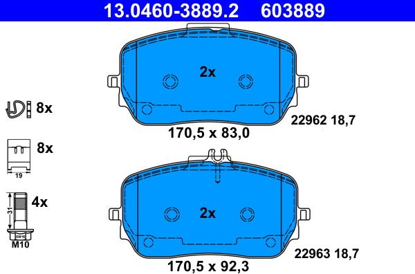 ATE 13.0460-3889.2 - Set placute frana,frana disc aaoparts.ro