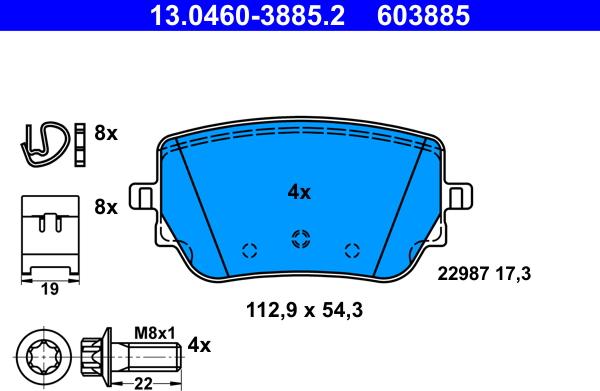 ATE 13.0460-3885.2 - Set placute frana,frana disc aaoparts.ro