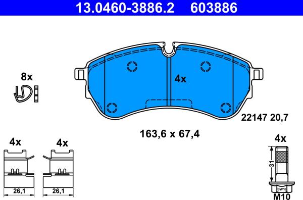 ATE 13.0460-3886.2 - Set placute frana,frana disc aaoparts.ro