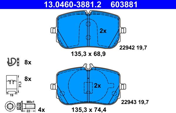 ATE 13.0460-3881.2 - Set placute frana,frana disc aaoparts.ro