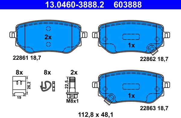 ATE 13.0460-3888.2 - Set placute frana,frana disc aaoparts.ro