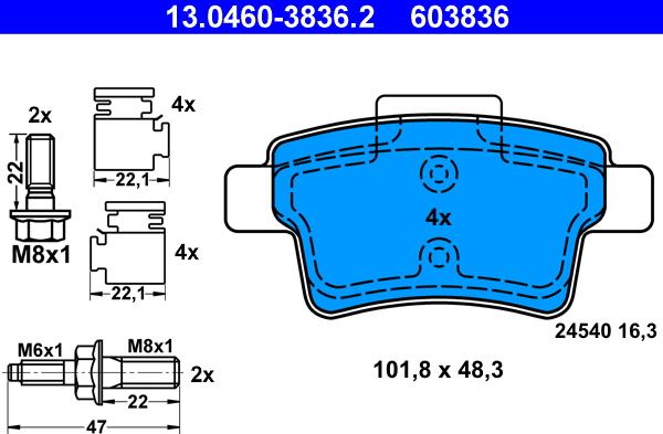 ATE 13.0460-3836.2 - Set placute frana,frana disc aaoparts.ro