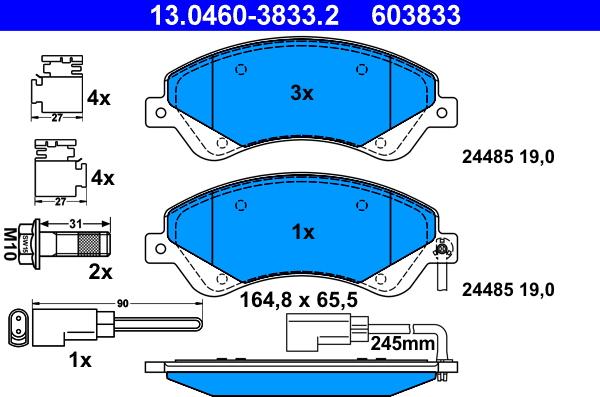 ATE 13.0460-3833.2 - Set placute frana,frana disc aaoparts.ro