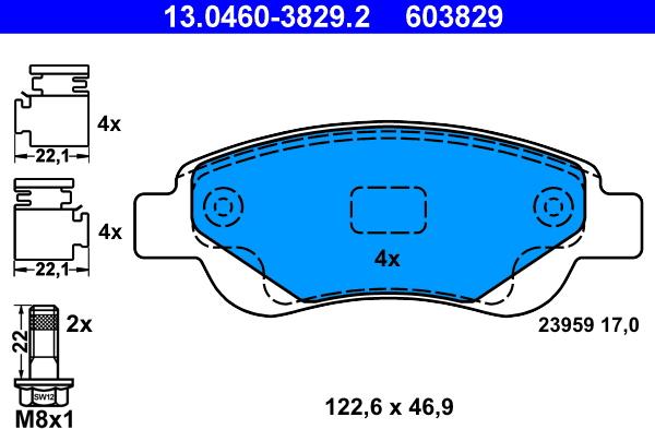 ATE 13.0460-3829.2 - Set placute frana,frana disc aaoparts.ro