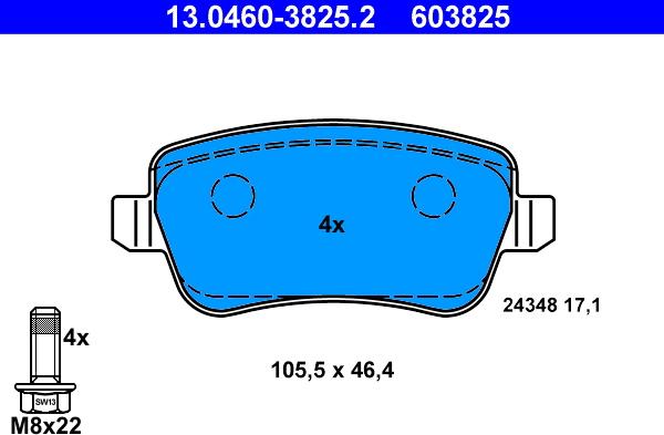 ATE 13.0460-3825.2 - Set placute frana,frana disc aaoparts.ro