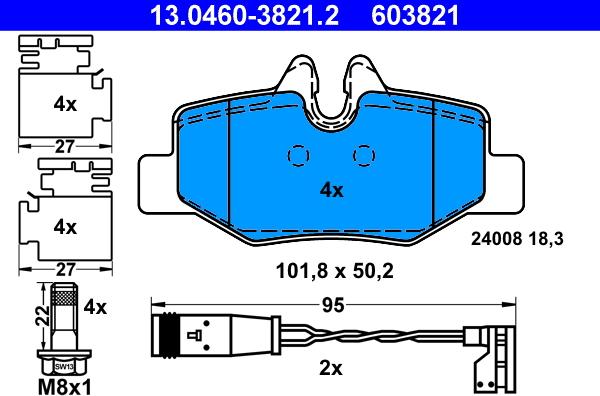 ATE 13.0460-3821.2 - Set placute frana,frana disc aaoparts.ro