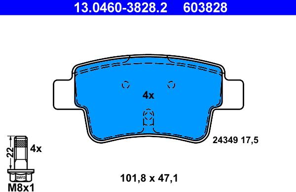 ATE 13.0460-3828.2 - Set placute frana,frana disc aaoparts.ro