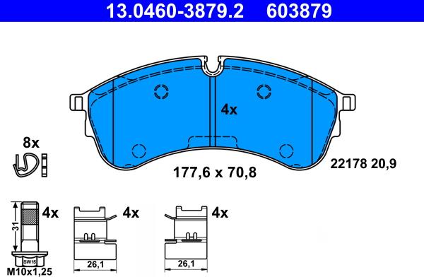 ATE 13.0460-3879.2 - Set placute frana,frana disc aaoparts.ro