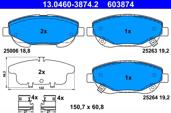 ATE 13.0460-3874.2 - Set placute frana,frana disc aaoparts.ro