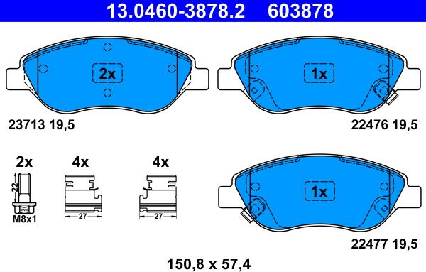 ATE 13.0460-3878.2 - Set placute frana,frana disc aaoparts.ro