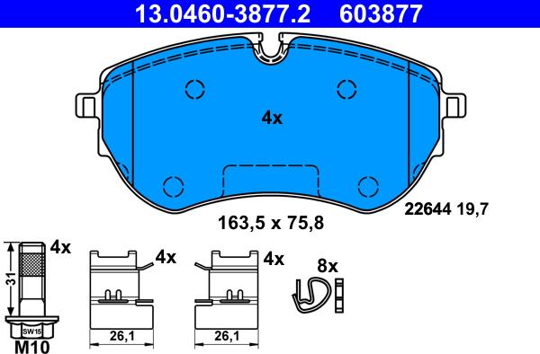 ATE 13.0460-3877.2 - Set placute frana,frana disc aaoparts.ro