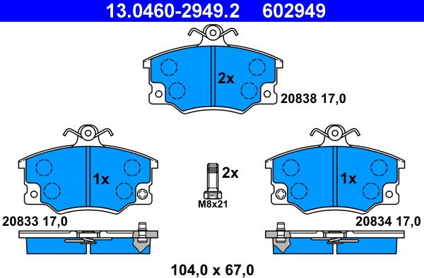 ATE 13.0460-2949.2 - Set placute frana,frana disc aaoparts.ro