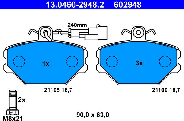 ATE 13.0460-2948.2 - Set placute frana,frana disc aaoparts.ro