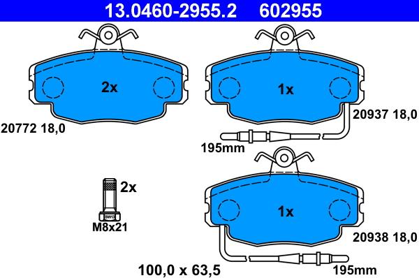 ATE 13.0460-2955.2 - Set placute frana,frana disc aaoparts.ro