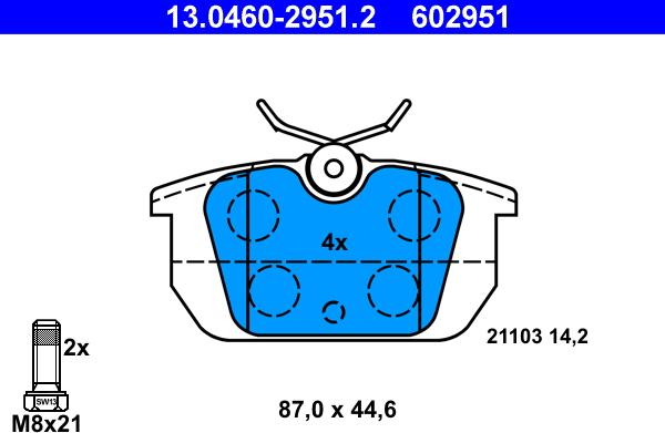 ATE 13.0460-2951.2 - Set placute frana,frana disc aaoparts.ro