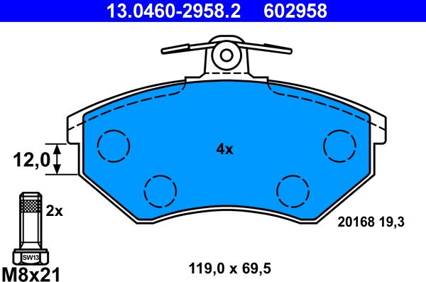 ATE 13.0460-2958.2 - Set placute frana,frana disc aaoparts.ro