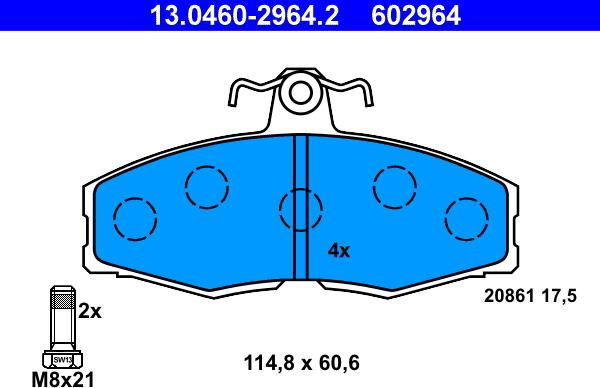 ATE 13.0460-2964.2 - Set placute frana,frana disc aaoparts.ro