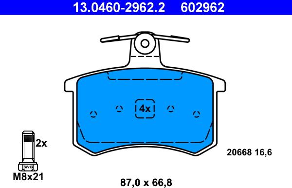 ATE 13.0460-2962.2 - Set placute frana,frana disc aaoparts.ro