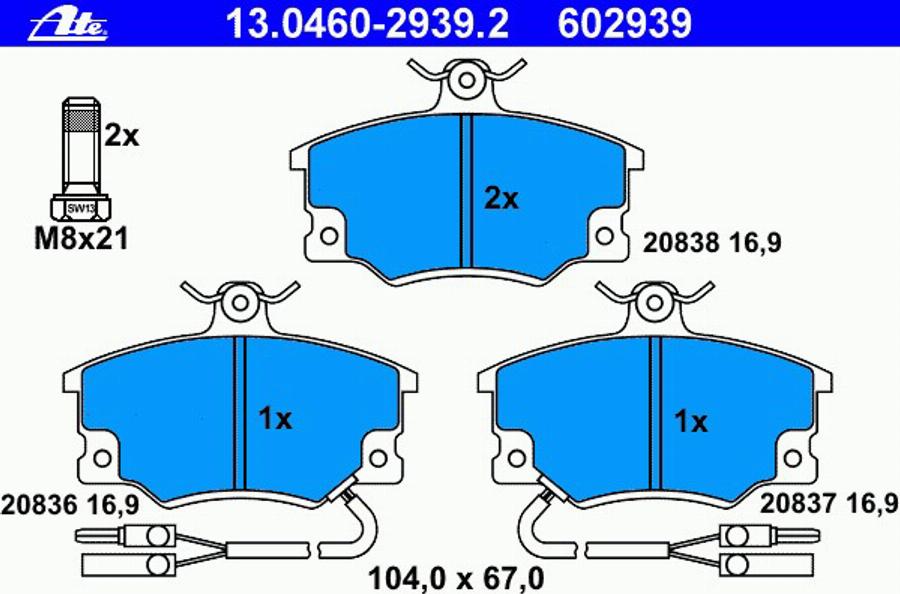 ATE 13.0460-2939.2 - Set placute frana,frana disc aaoparts.ro