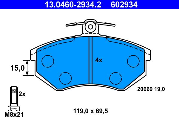 ATE 13.0460-2934.2 - Set placute frana,frana disc aaoparts.ro