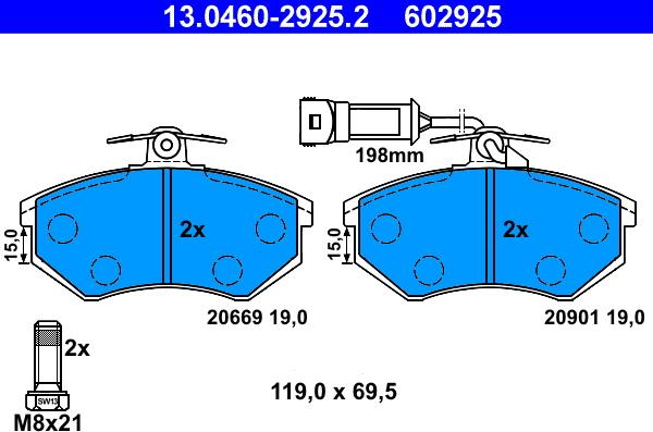 ATE 13.0460-2925.2 - Set placute frana,frana disc aaoparts.ro