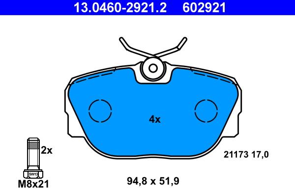 ATE 13.0460-2921.2 - Set placute frana,frana disc aaoparts.ro